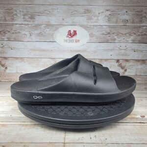 OOFOS OOahh Recovery Slides Men Size 12 Black Slip-On Casual Shoes